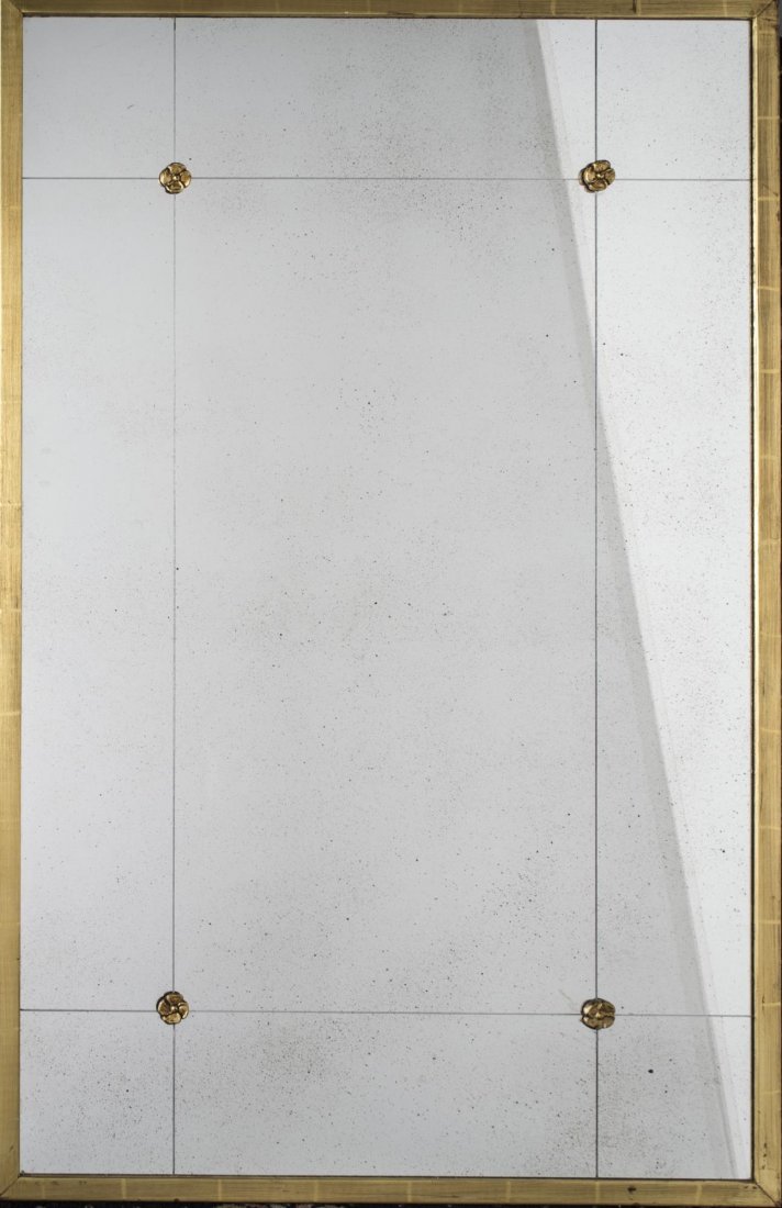 Gold Leaf Mirror: Decorated with rosettes. Height 50 inches, width 32 inches.