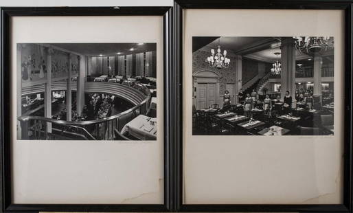 Two Works by Samuel Gottscho (American, 1875-1971): Interior Scenes. Black and White Photographs. Both signed (l.r.). Each sight size 8 1/2 x 12 inches. Both Framed.