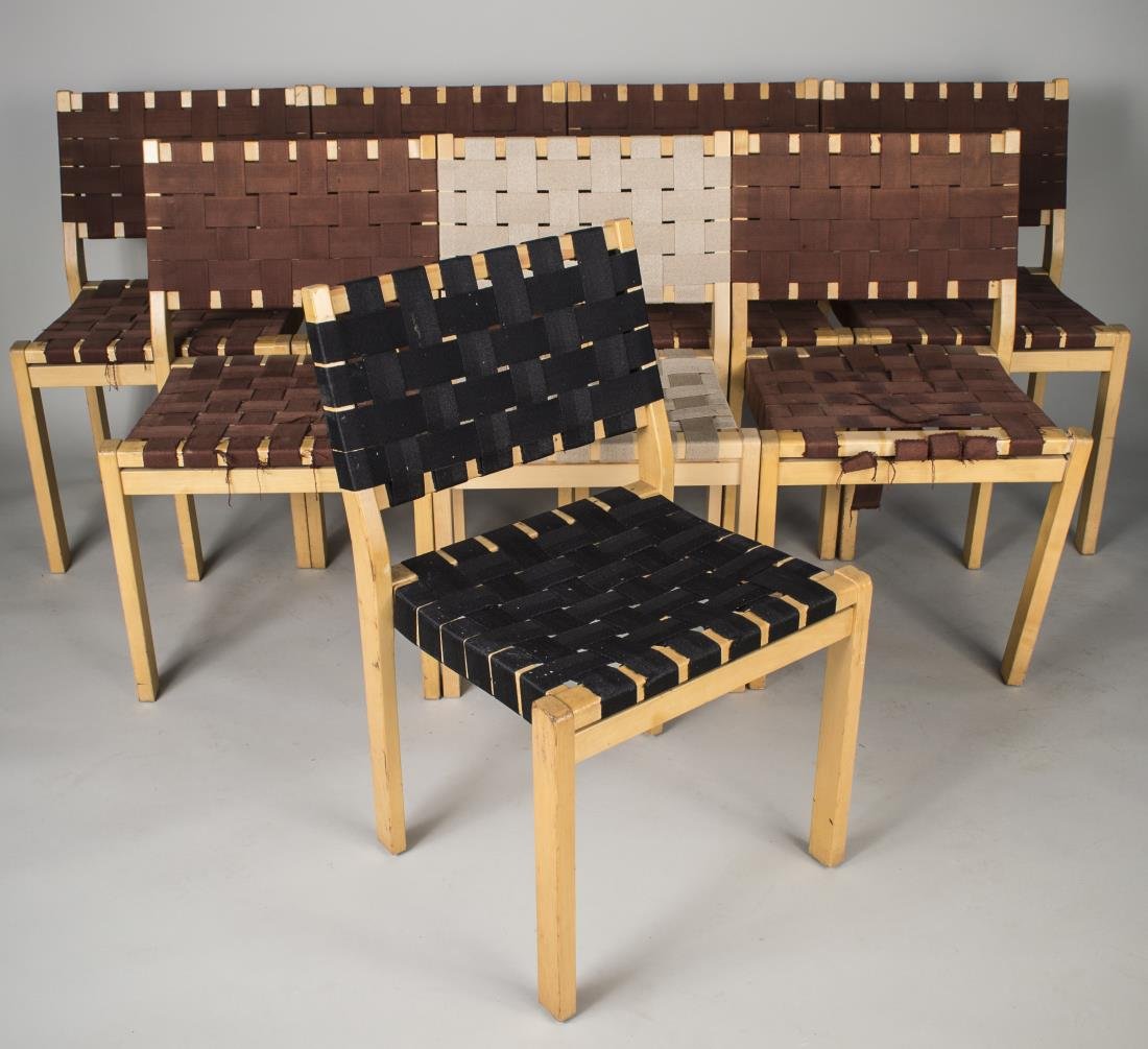 Set of Eight Alvar Aalto 655 Chairs: Height 31 1/2 inches, width 19 1/4 inches, depth 20 inches