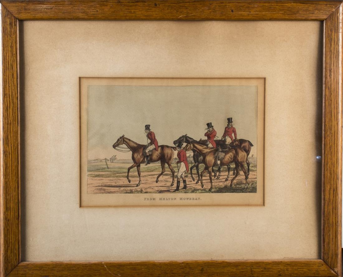 British School (19th Century): From Melton Mowbray. Color etching. Sight size 9 x 13 inches. Matted and framed.