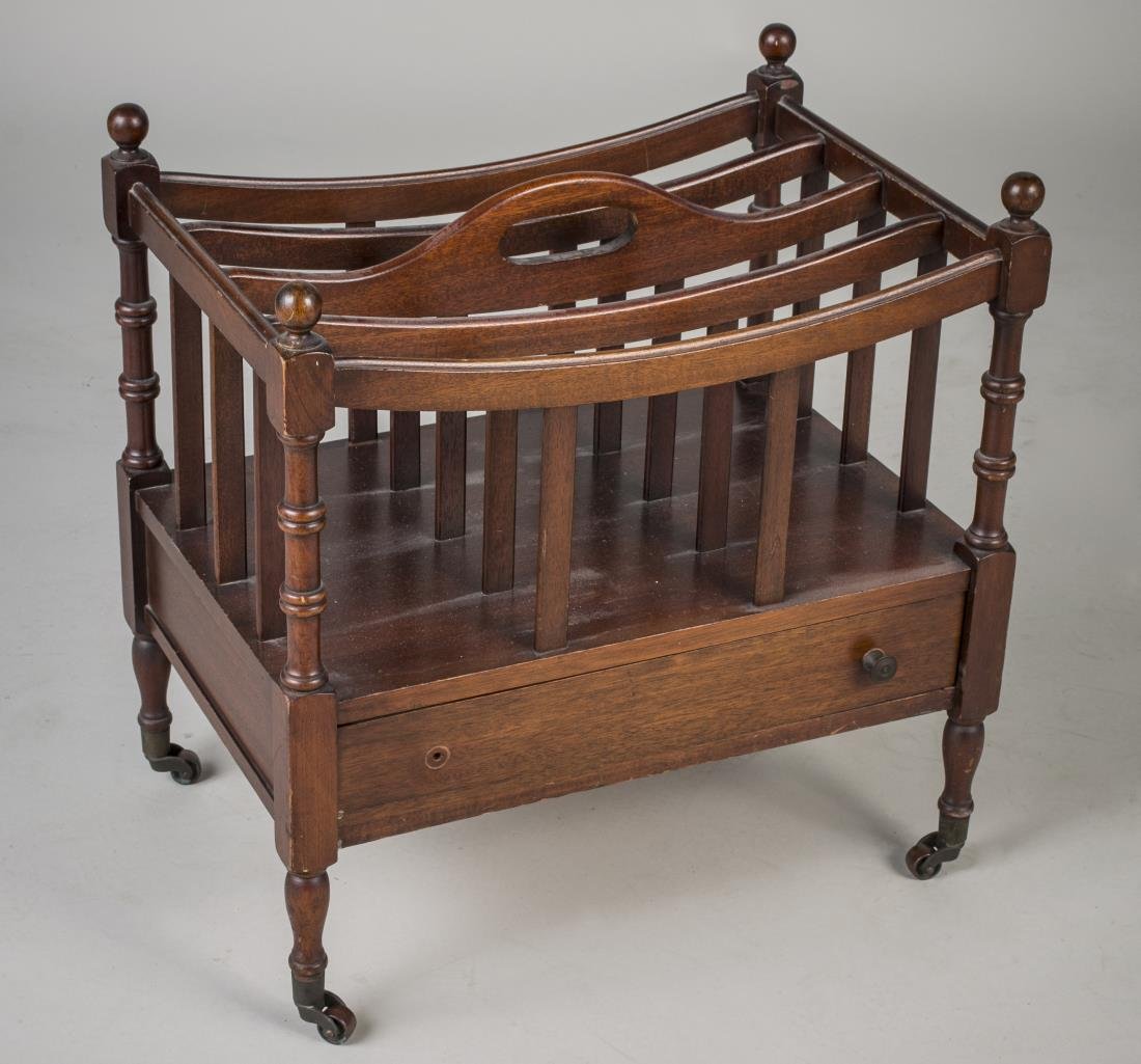 George III Style Mahogany Canterbury: Height 19 inches, width 18 1/2 inches, depth 12 1/2 inches