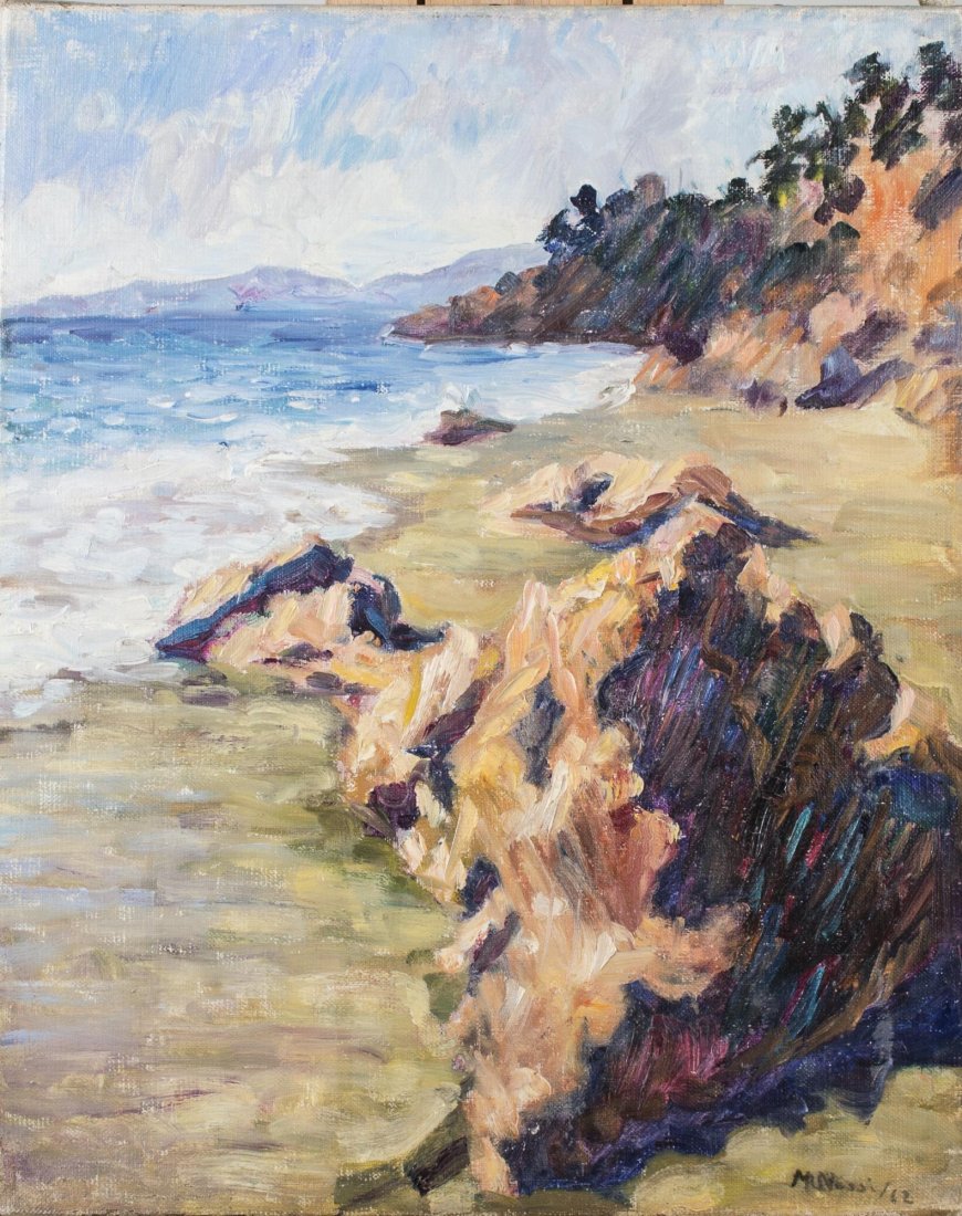Continental School (20th Century): Seascape. Oil on canvas. Signed illegibly (l.r.). Canvas size 16 x 13 inches. Unframed.