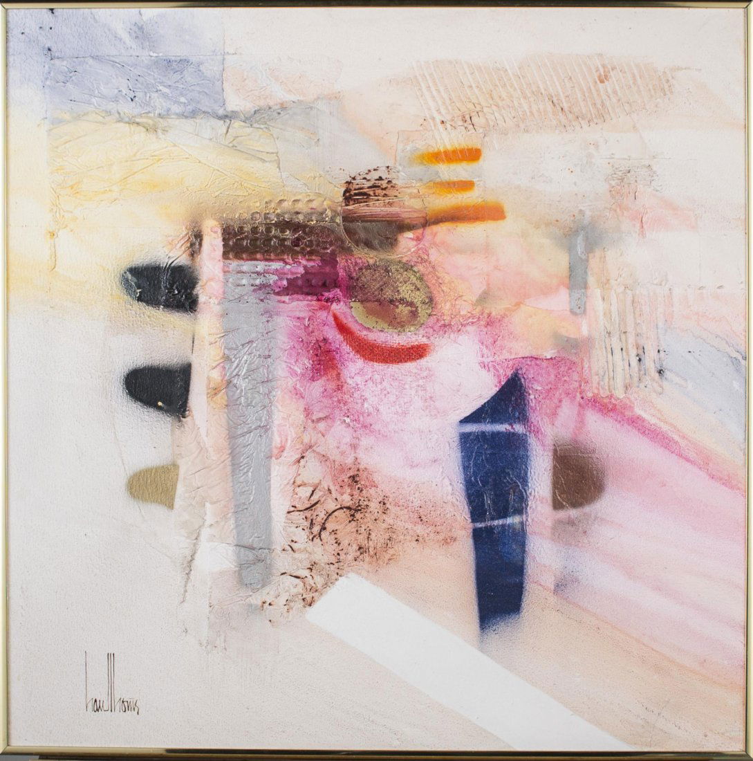 Gregory Hawthorne (American, 20th Century): Abstract. Mixed Media on board. Signed (l.r.) Sight size 23 1/2 x 23 1/2 inches. Framed.