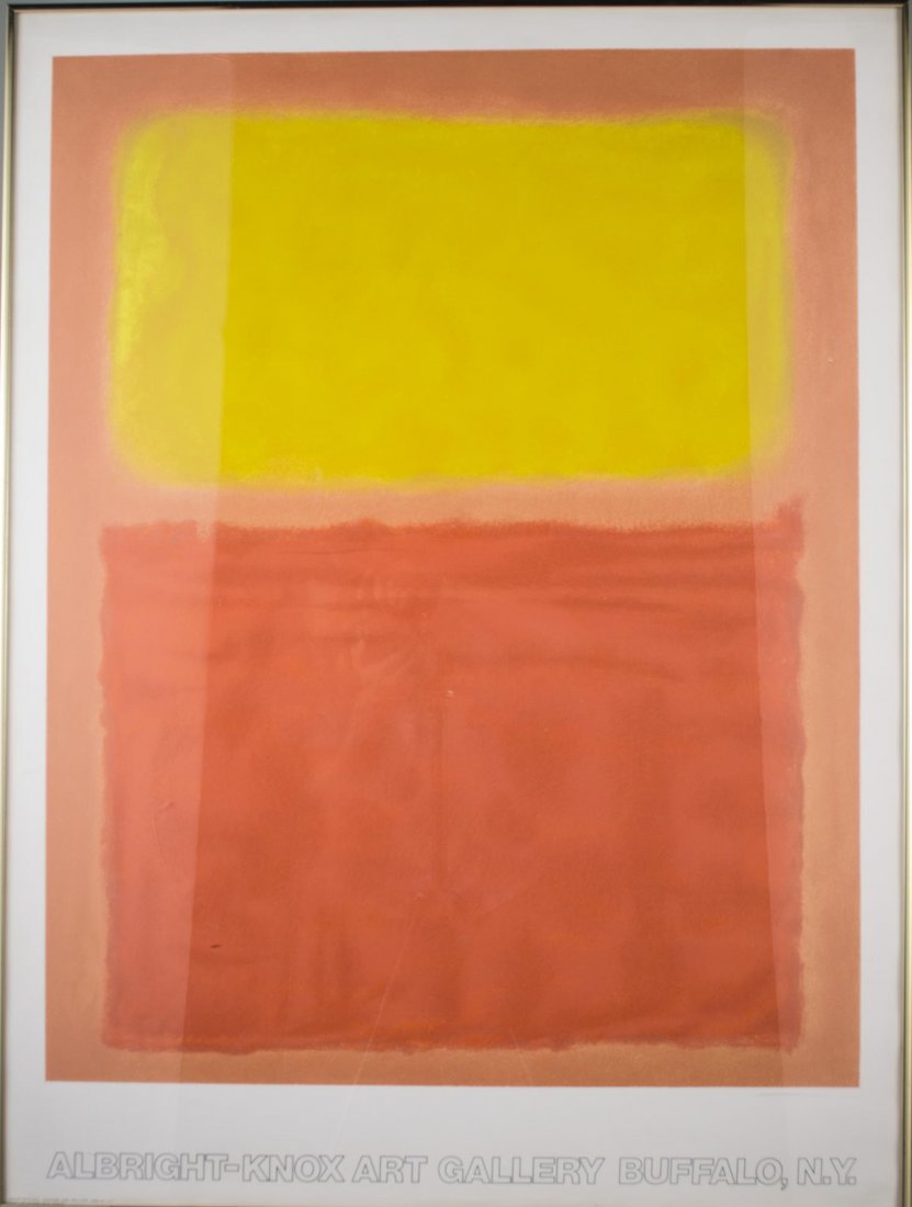 After Mark Rothko (Russian/American, 1903–1970): Albright Knox Art Gallery. Poster, 1975. Sight size 37 x 27 1/2 inches. Framed.