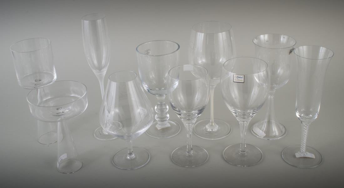 Miscellaneous Group of Modern Stemware: Approximately twenty two pieces, various makers including Donna Karen for Lenox, Nambe, Miller Rogaska, Pickard by Royal Brierley, etc., comprising flutes, goblets, snifters, etc. Tallest height 10 7/