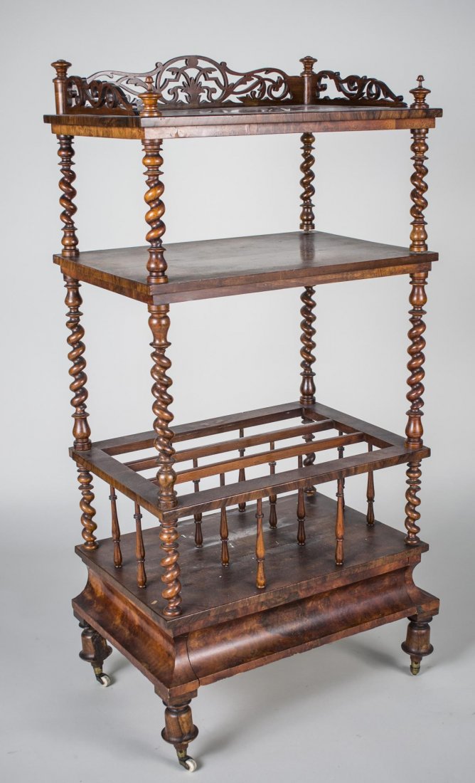 Victorian Mahogany Canterbury: Height 52 inches, width 24 inches, depth 18 inches