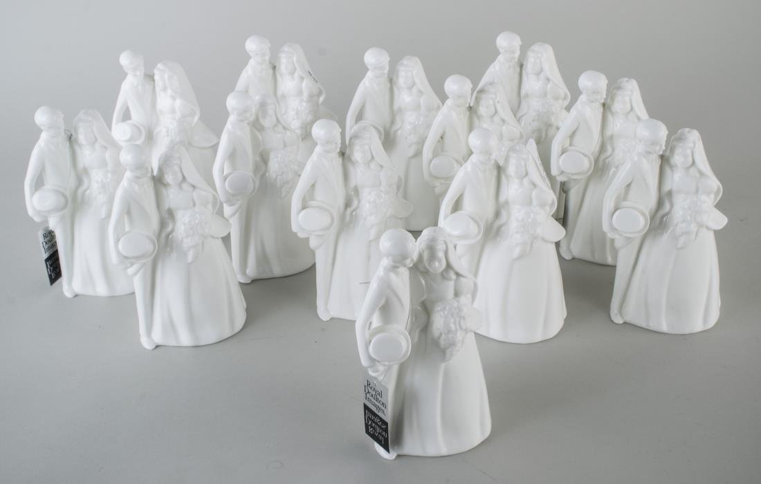 Group of Thirteen Royal Dalton Figures: Each a HN3281 Bride and Groom. Height 6 3/8 inches.