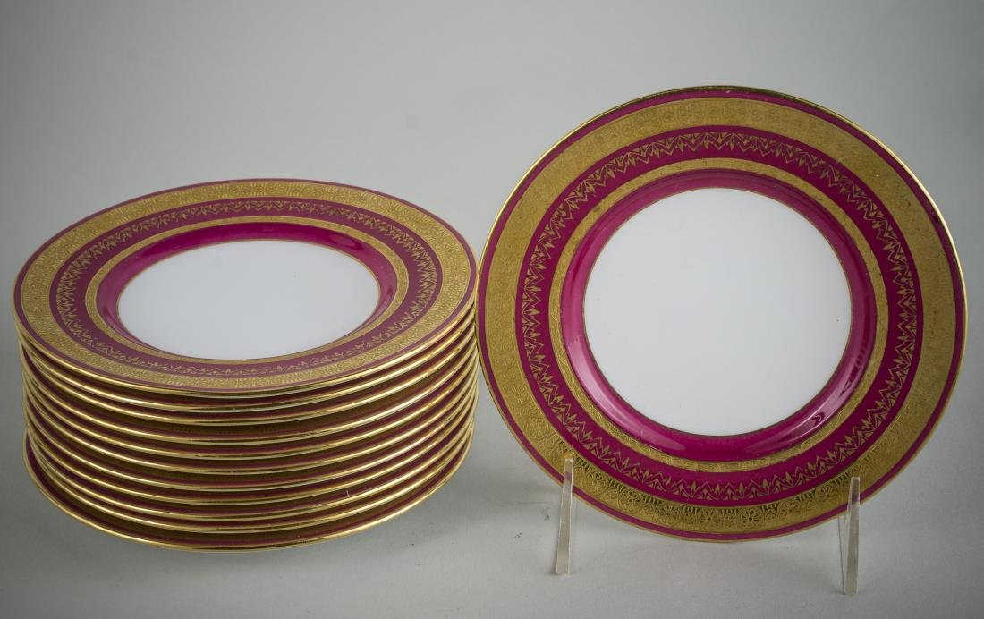 Set of Twelve Mintons Porcelain Small Plates: Retailed by Tiffany & Co. Diameter 6 1/8 inches.