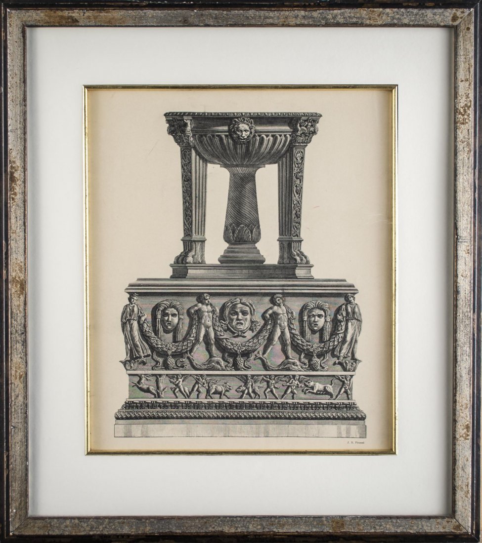 After Giovanni Battista Piranesi (It., 1720-1778): Architectural Element. Engraving. Sight size 13 1/2 x 11 1/2 inches. Framed.