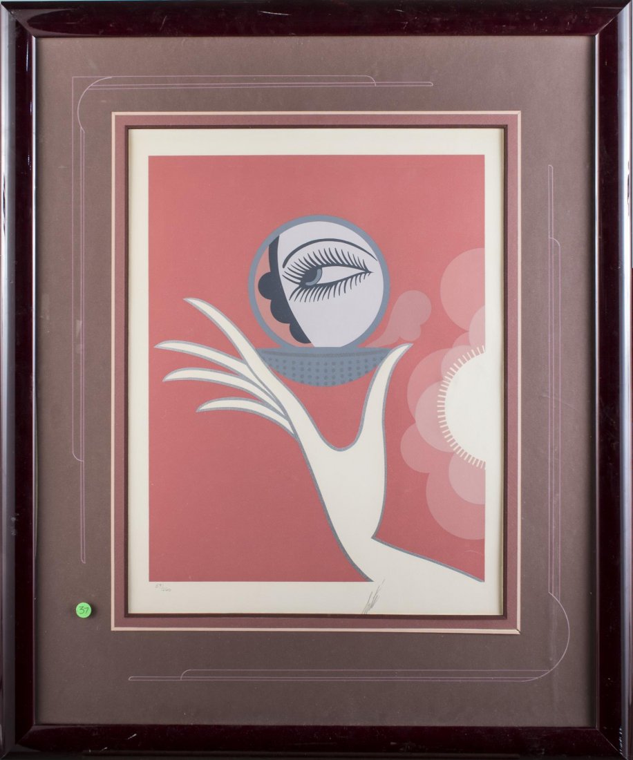 Romaine de Tirtoff - Erte (Rus./Fr., 1892-1990): Compact Vanities. Serigraph on paper, 1974. Signed (l.r.), numbered 59/260 (l.l.). Sight size 24 1/2 x 18 1/2 inches. Matted and framed.