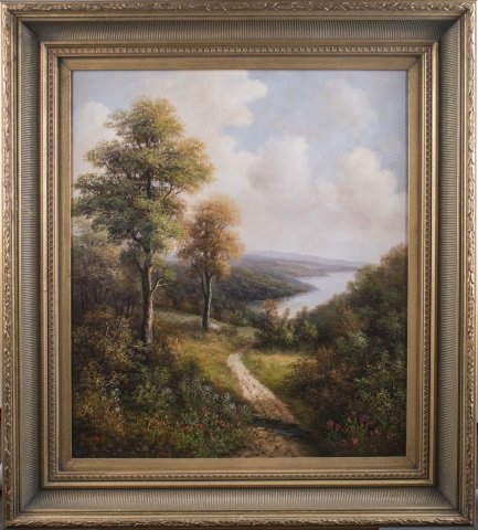 Continental School (20th Century): Landscape. Giclee on canvas. Signed Humphrey (l.r.). Canvas size 31 x 27 inches. Framed.