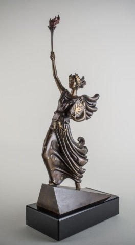 Romaine de Tirtoff - Erte (Rus./Fr., 1892-1990): Liberty, Fearless & Free. Bronze on rotating base, 1984. Signed, dated, and numbered 104/500 on plinth. Height (without base), 28 inches.