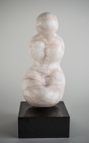 David Miller (American, 20th Century): Kneeling Woman. Carved Alabaster. Signed (near base). Height 14 inches, height with base 17 inches.