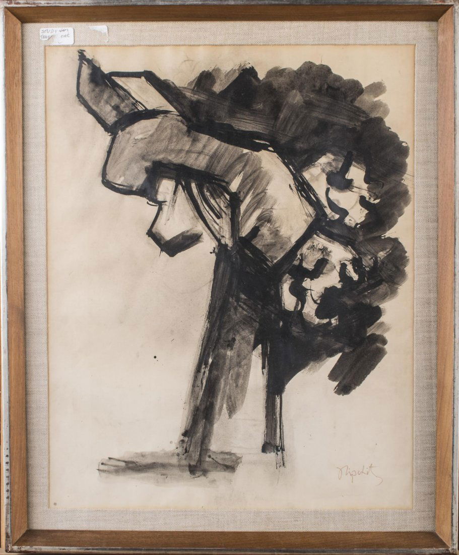 Jacques Lipchitz (French, 1891-1973): Study for Transparent Head. Ink on paper, 1942. Signed (l.r.). Sight size 21 1/4 x 17 inches. Framed. Provenance: From the Collection of Helena and Ladislas Segy.