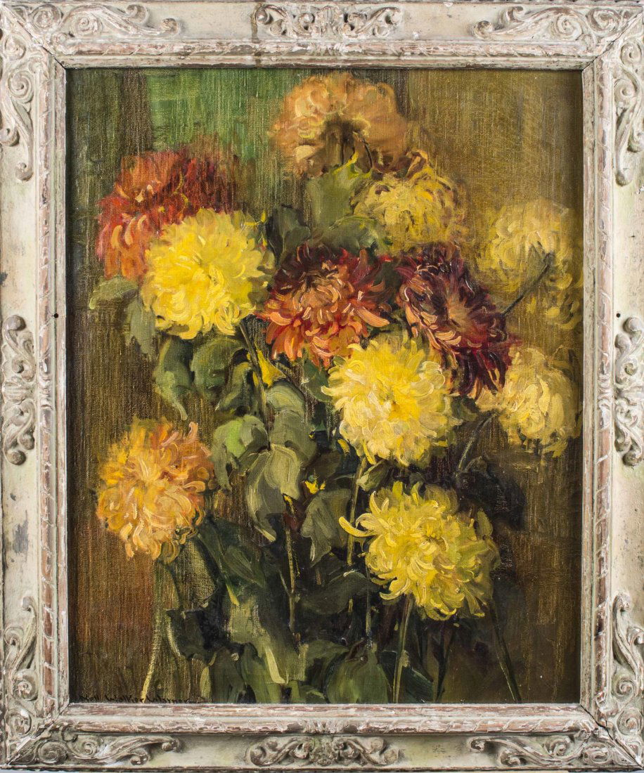 Nell Walker Warner (American, 1891-1970): Floral Still Life. Oil on canvas. Signed (l.l.). Canvas size 29 x 24 1/2 inches. Framed.