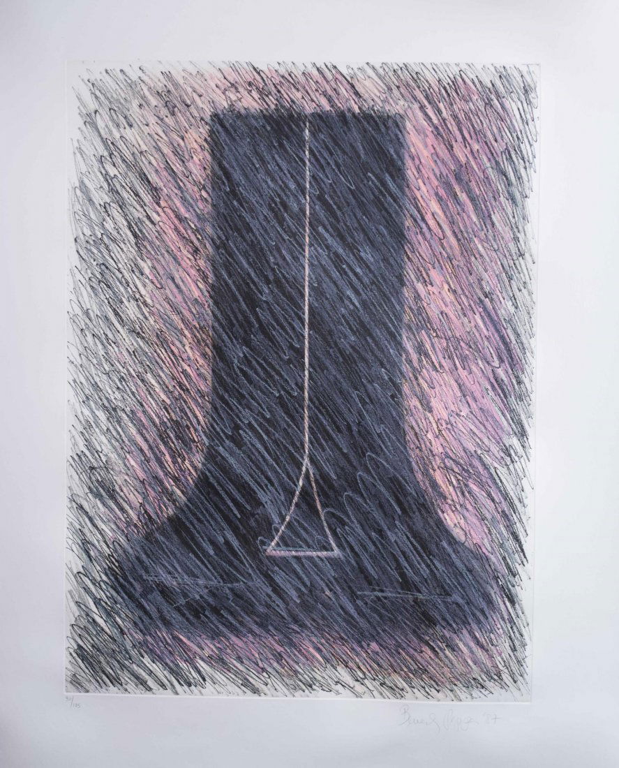 Beverly Pepper (American, b. 1922): Untitled. Lithograph in colors, 1987. Signed and dated (l.r.), numbered 90/175 (l.l.). Sheet size 36 3/4 x 26 inches. Unframed.