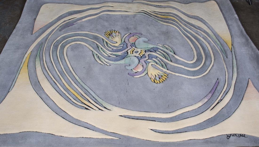 Burt Groedel for Edward FieldsTapestry: Lalique, tufted New Zealand wool. Made by Edward Fields. 6 feet x 5 feet 6 inches.