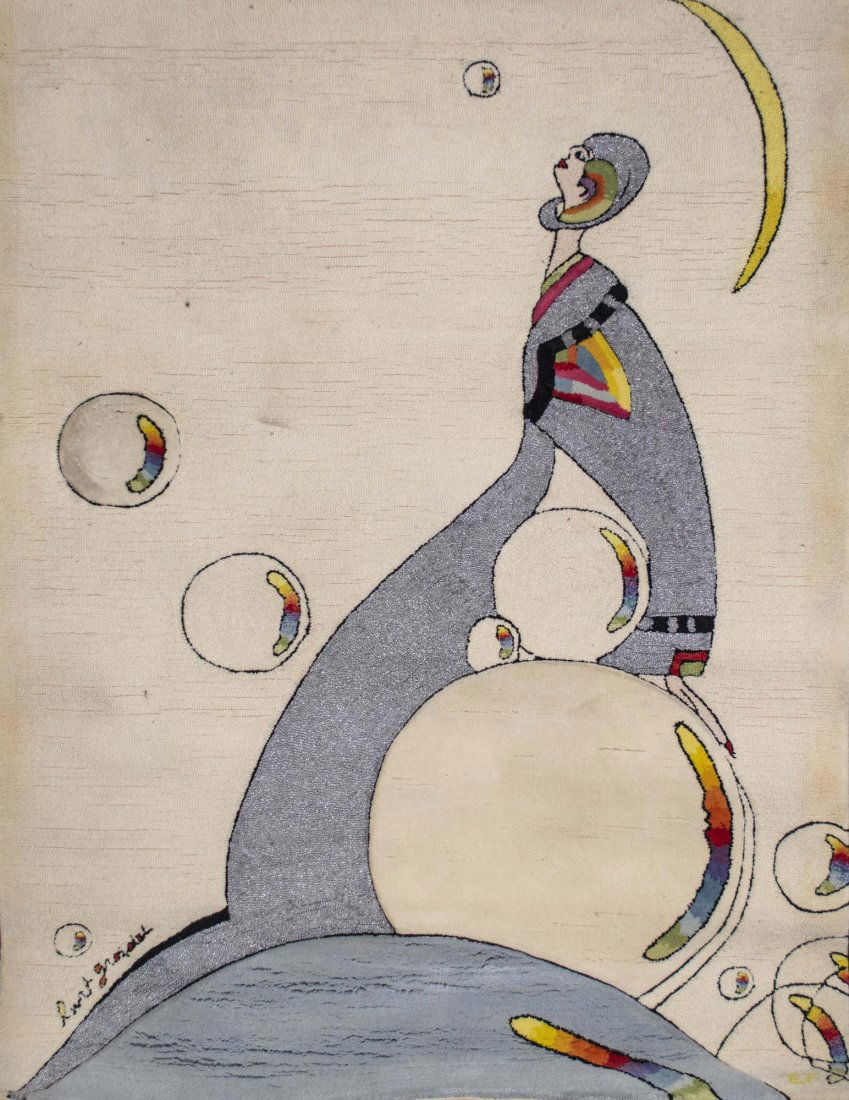 Burt Groedel for Edward Fields Tapestry: Serene Highness, tufted New Zealand wool, signed (l.l.) Made by Edward Fields. 4 feet 6 inches x 6 feet 4 inches.