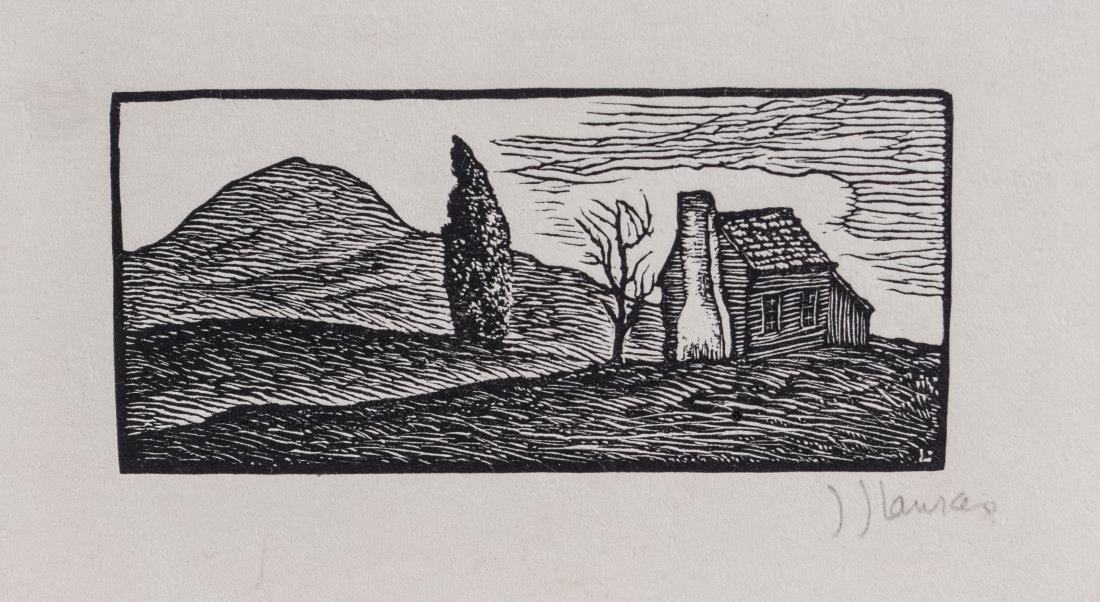 Julius J. Lankes (American, 1884-1960): West Running Brook. Woodcut on paper. Signed (l.r.). Image size 2 x 4 1/2 inches. Unframed. Notice to bidders: Condition reports and additional photographs are provided by request as a courtesy to our