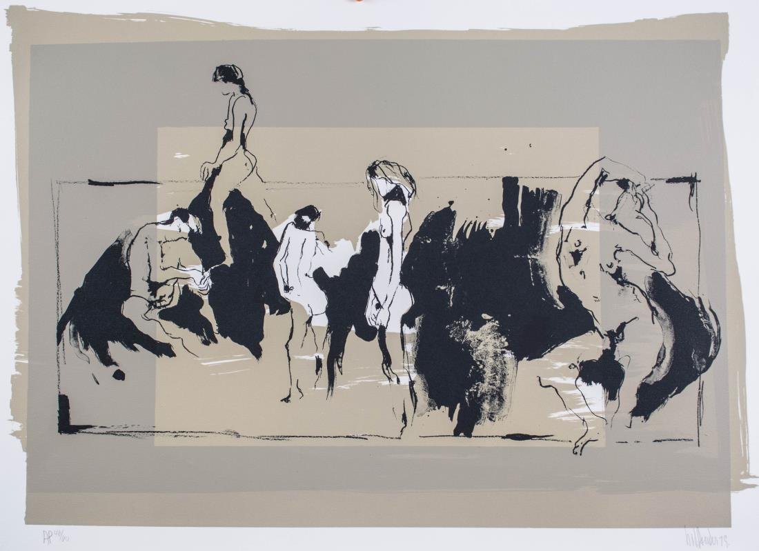 Gino Hollander (American, b. 1924): Orgy. Color lithograph on paper. Signed (l.r.), numbered A/P 46/60 (l.l.). Sheet size 20 3/4 x 28 1/2 inches. Framed. Notice to bidders: Condition reports and additional photographs are provided by re