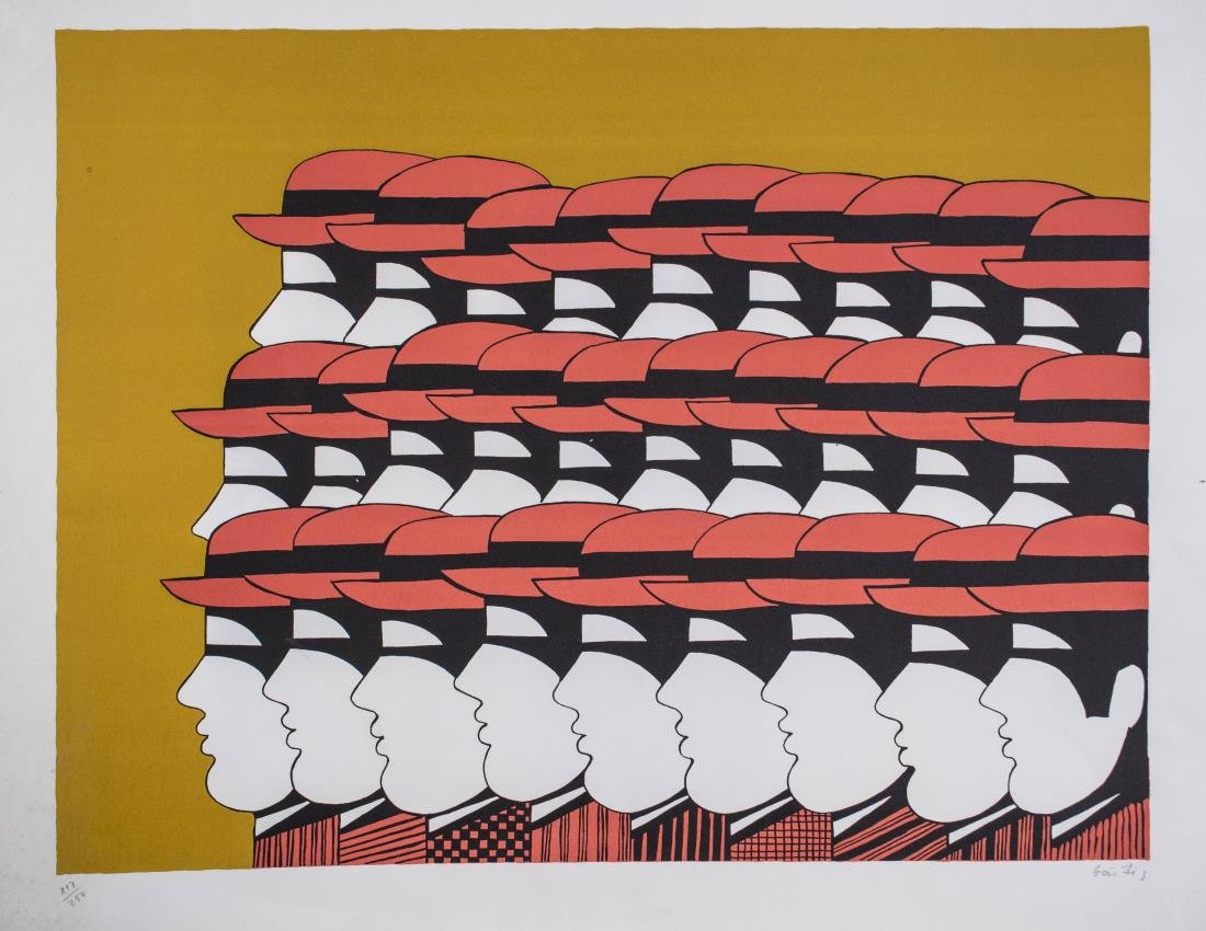 Yannis Gaitis (Greek, 1923-1984): Untitled. Lithograph on paper. Signed (l.r.), numbered 192/250 (l.l.). Sheet size 23 23/4 x 30 1/2 inches. Unframed. Notice to bidders: Condition reports and additional photographs are provided by req