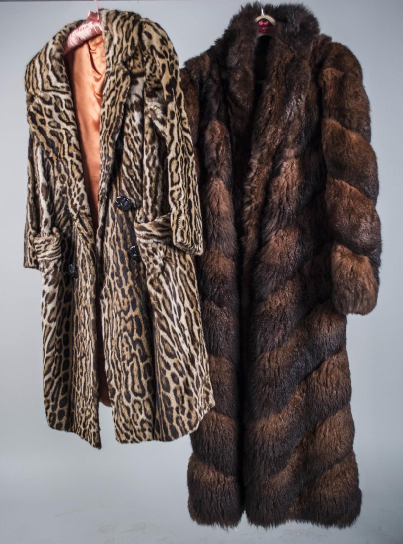 Two Fur Coats: Lady's full length coats, size medium. Notice to bidders: Condition reports and additional photographs are provided by request as a courtesy to our clients, as such any condition report is only an opi