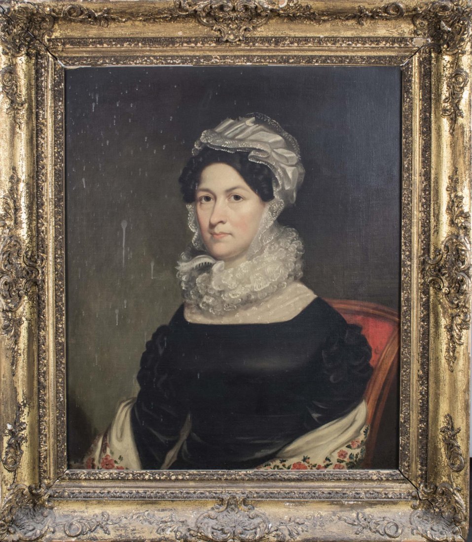 Attr. to Samuel Lovett Waldo (American, 1783-1861): Margaret Lorimer Graham. Oil on canvas, circa 1828. Canvas size 25 x 30 inches. Framed. Notice to bidders: Condition reports and additional photographs are provided by request as a courtesy to our cli