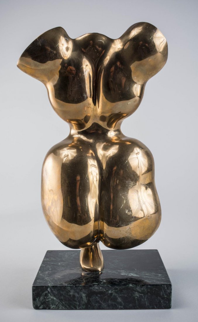 Attrib. to Gaston Lachaise (American, 1882-1935) *: Female torso. Sand cast bronze. Height 11 1/4 inches. On marble base. Notice to bidders: Condition reports and additional photographs are provided by request as a courtesy to our clients, as such any 