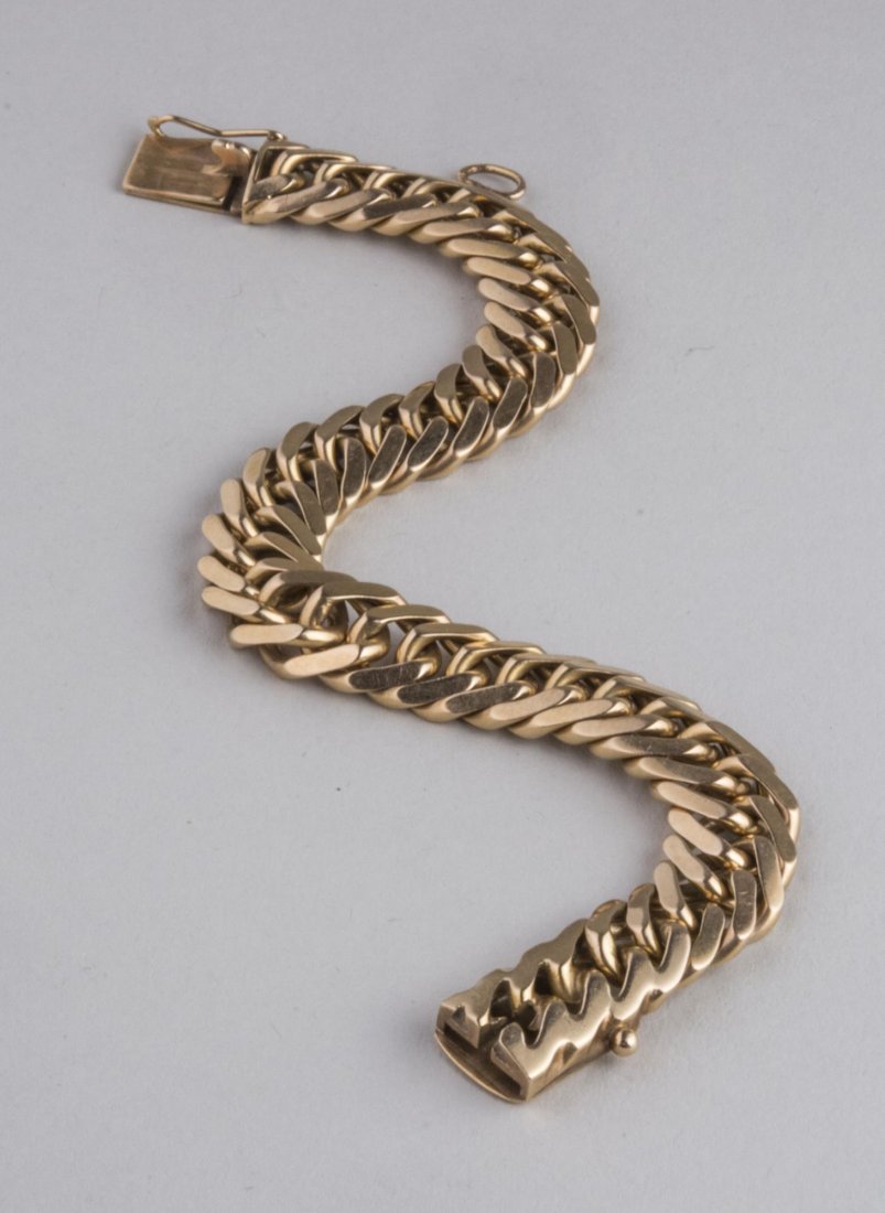 Gold Chain Bracelet *: 18k yellow gold bracelet. Length 7 1/4 inches. 48.2 grams. Notice to bidders: Condition reports and additional photographs are provided by request as a courtesy to our clients, as such any condition r