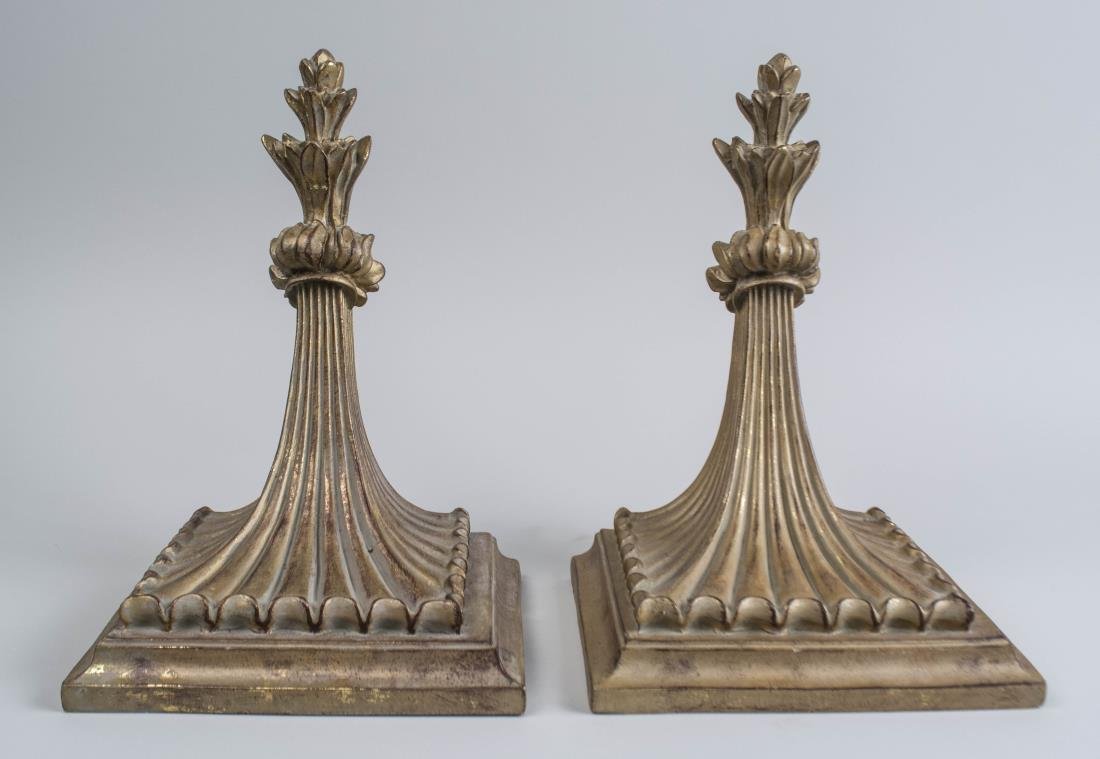 Pair of Gilt Wood Brackets: Neoclassical style. Height 13 1/4 inches. Notice to bidders: Condition reports and additional photographs are provided by request as a courtesy to our clients, as such any condition report is only an 