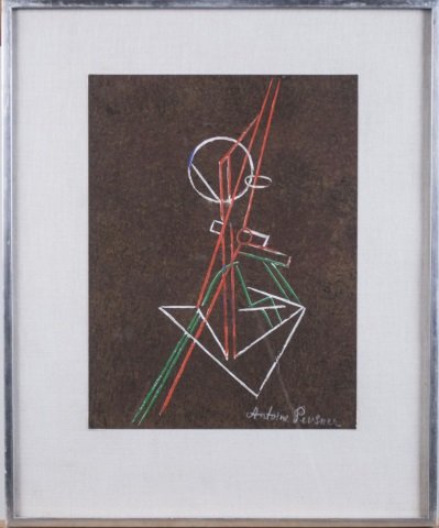 Antoine Pevsner (French/Russian, 1884-1962): Spatial Construction (#10). Color silkscreen. Signed (l.r.). Sheet size 11 1/2 x 8 3/4 inches. Framed. Notice to bidders: Condition reports and additional photographs are provided by request as a cour