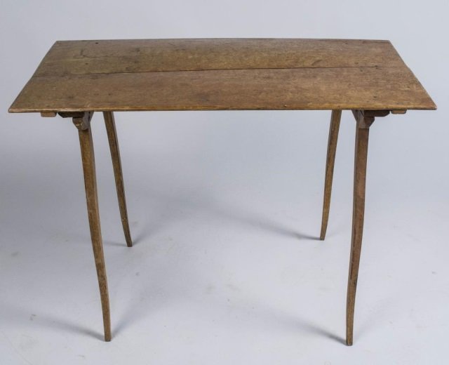 Vintage Fruitwood Folding Table: Height 26 inches, width 36 inches, depth 20 inches. Notice to bidders: Condition reports and additional photographs are provided by request as a courtesy to our clients, as such any condition report i