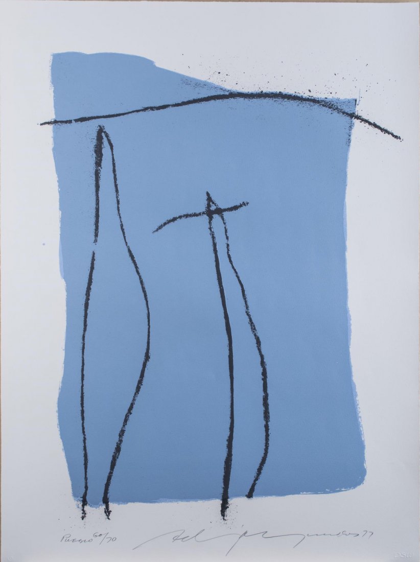 Adja Yunkers (Latvian/American, 1900-1983): Pueblo. Lithograph, 1977, Signed and dated (LR), Titled and numbered 60/70 (LL). Sheet size 33.5 x 25 inches. Provenance: From the collection of Ernest De Soto Notice to bidders: Condition reports and