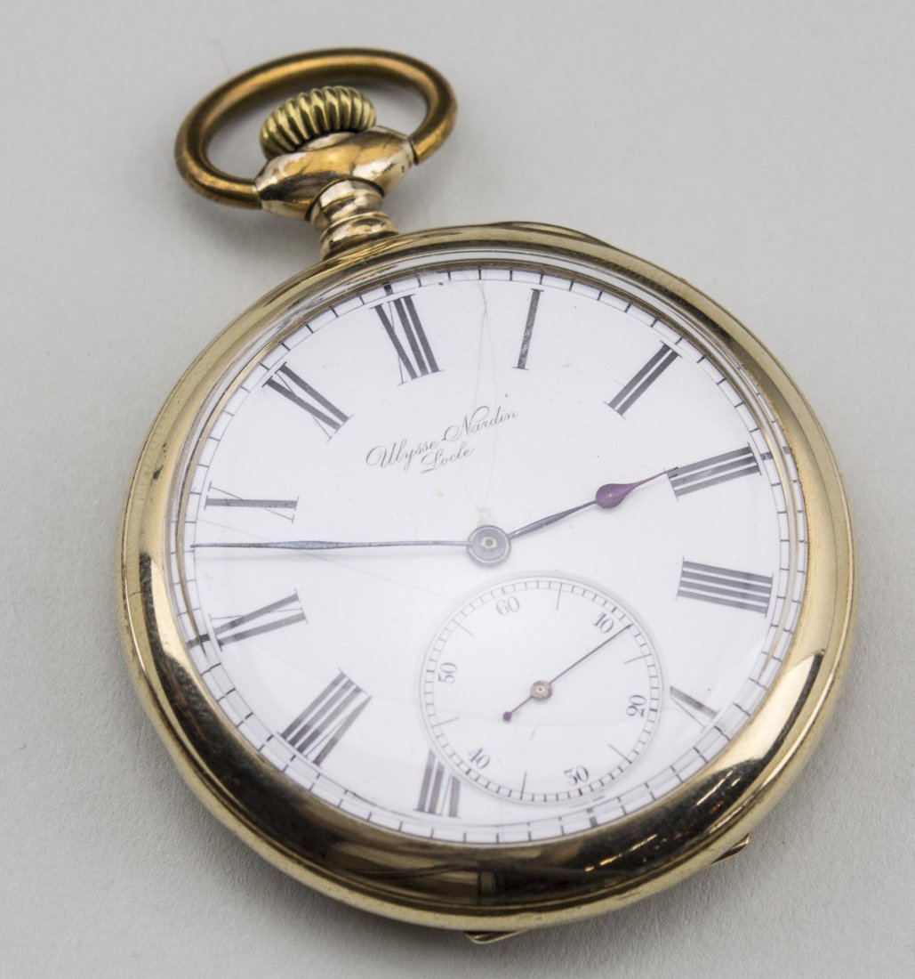 Ulysse Nardin Pocket Watch: Enamel dial with Roman numerals signed Ulysse Nardin Locle, subsidiary seconds dial, movement #10887, case signed MG #29010. Diameter 1 ½ inches. Notice to bidders: Condition reports and additional p