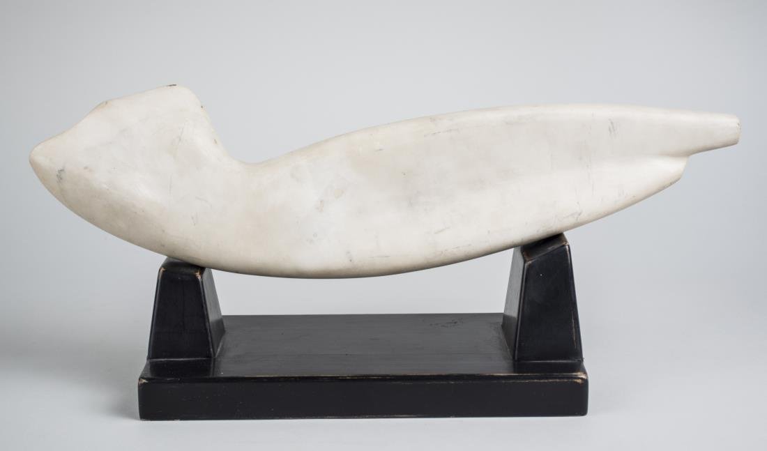 After Alexander Archipenko (1887-1964) *: Abstract woman. Marble on wood pedestal. Signed Archipenko and dated 1935 on sculpture. Height 5 inches, with base 8 inches. Notice to bidders: Condition reports and additional photographs are provide