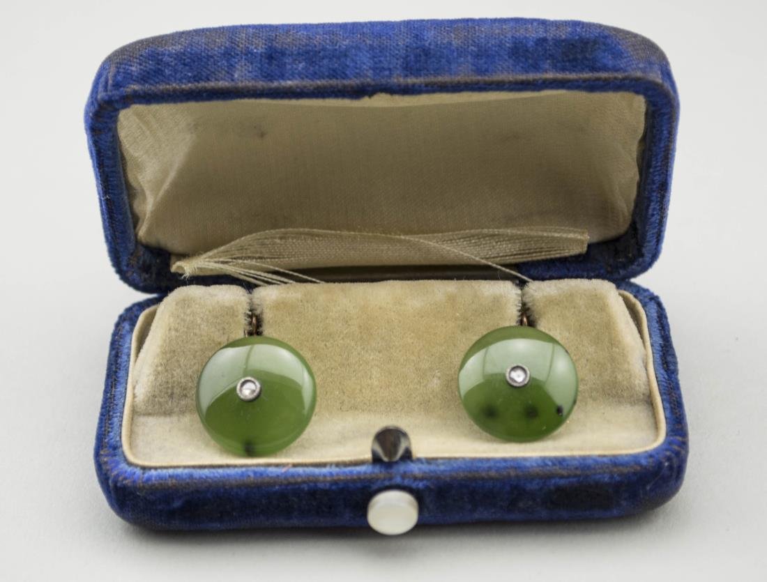 Russian Jade and Diamond Cufflinks   * (1 of 1)