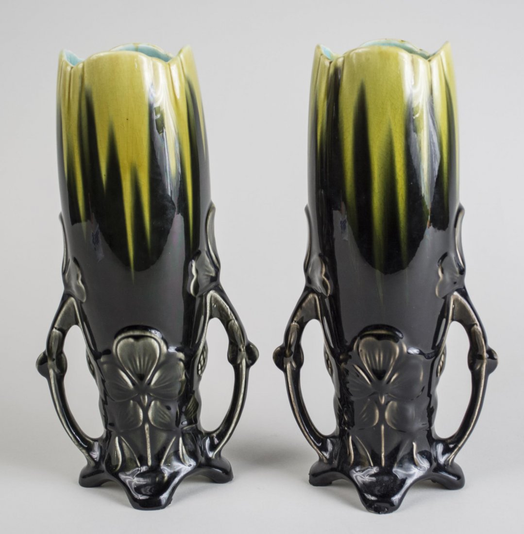 Pair of Mid Century Ceramic Handled Vases (1 of 2)