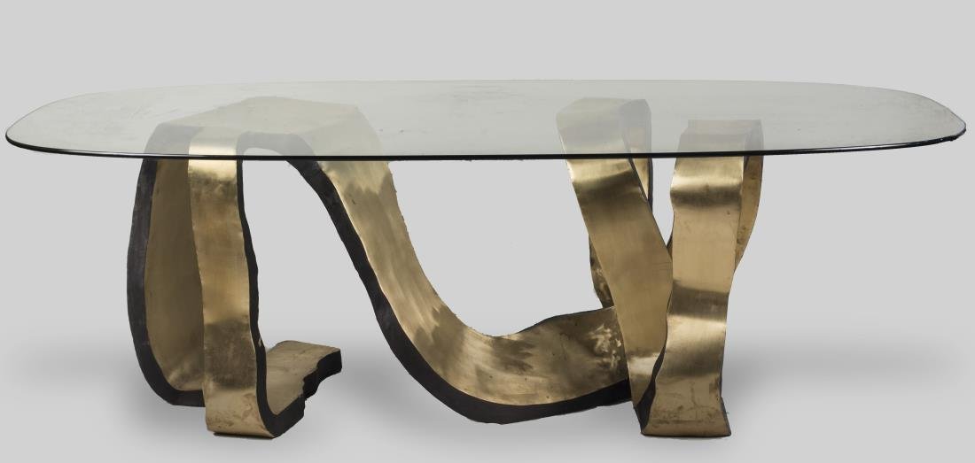 Contemporary Glass Top Dining Table (1 of 1)