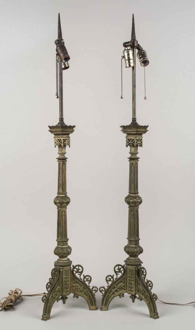 Pair of Brass Two Light Lamps (1 of 1)