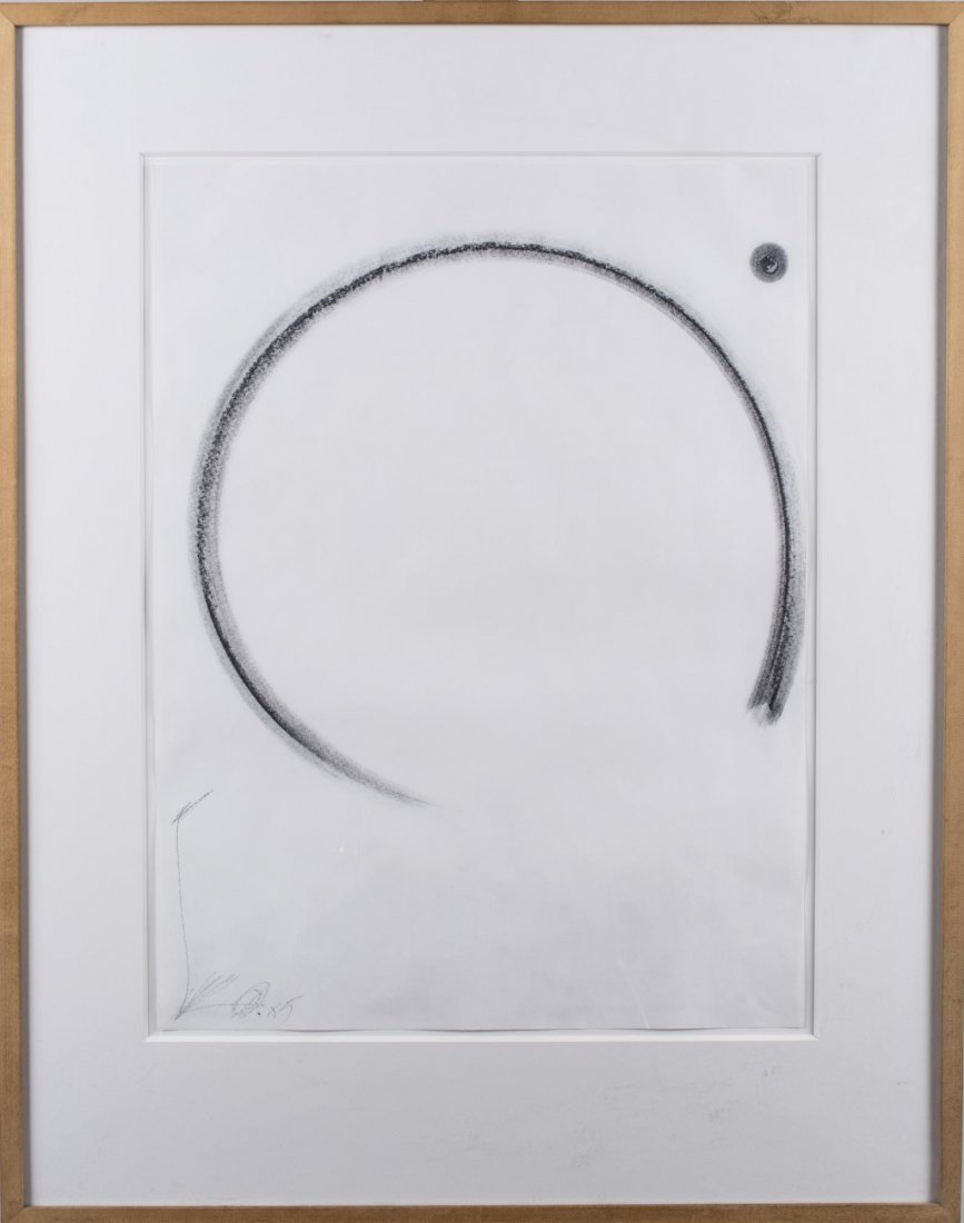 Walter Koenigstein (American, 20th Century): Temptation Longing to Be Action. Charcoal on paper, 1985. Signed (LL). Art size 24 x 18 inches. Matted and framed. Notice to bidders: Condition reports and additional photographs are provided by reque
