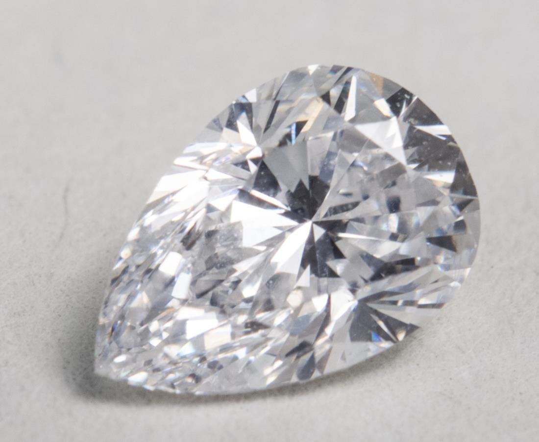 Loose Diamond *: Pear shaped diamond, accompanied by GIA Certificate # 2175398685, dated November 19, 2015, stating Color D and Clarity VS2, 1.12 carats. Notice to bidders: Condition reports and additional photographs