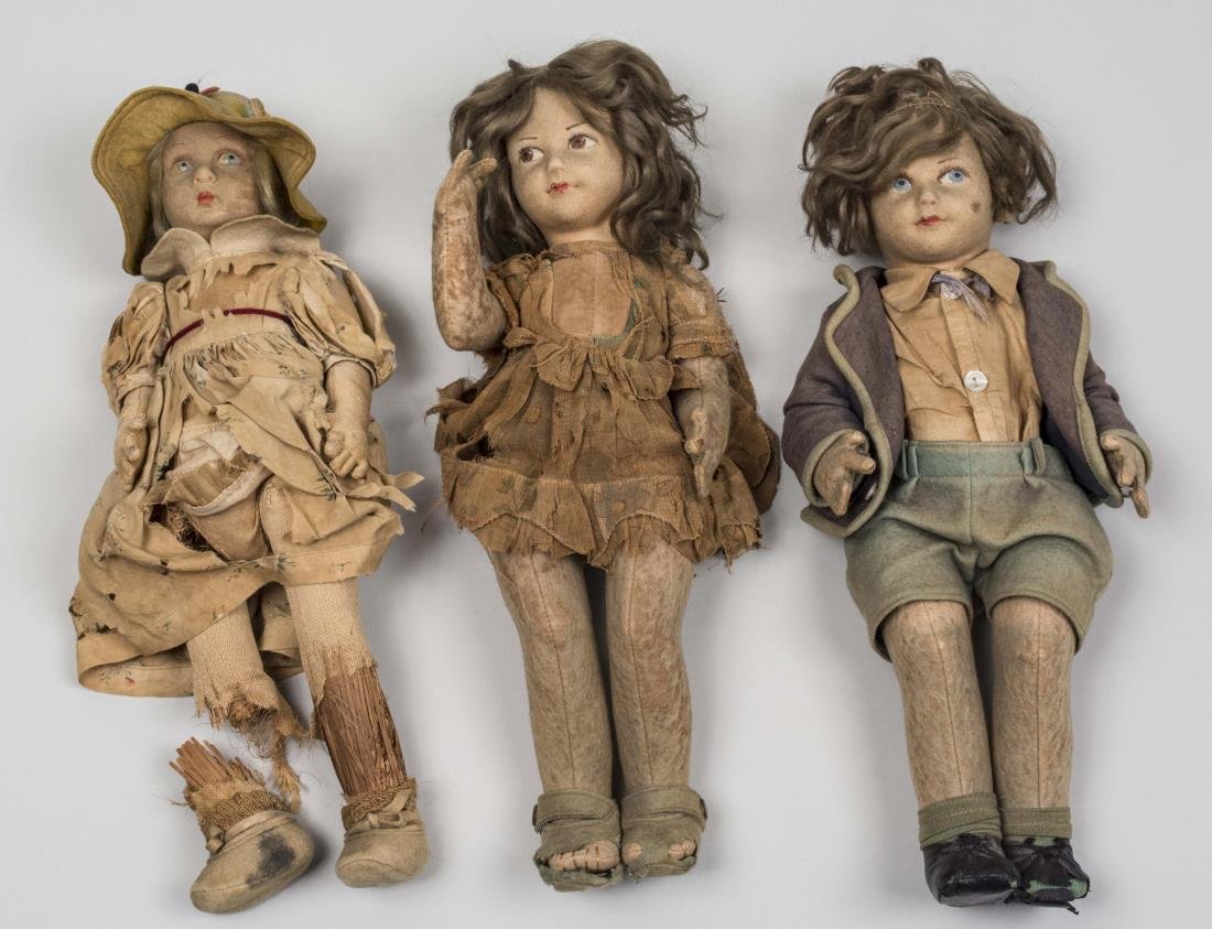 Three Vintage Lenci Dolls: Comprising two girls and a boy. Notice to bidders: Condition reports and additional photographs are provided by request as a courtesy to our clients, as such any condition report is only an opinion an