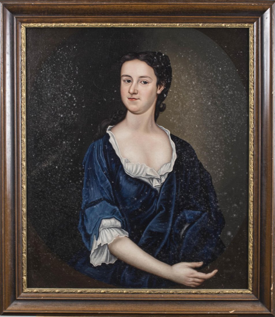 Continental School (18th-19th Century): Portrait of a Lady. Oil on canvas, 19th century. Canvas size 28.5 x 25.5 inches, frame size 34 x 30 inches. Framed. Notice to bidders: Condition reports and additional photographs are provided by requ