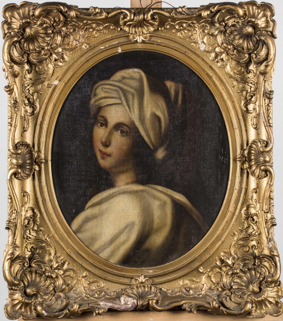 After Guido Reni (Italian, 1575–1642): Beatrice Cenci in the Role of a Cybil. Oil on canvas, 19th century. Canvas size 20 x 16 inches, frame size 22 x 25 inches. Framed. Notice to bidders: Condition reports and additional photographs are p
