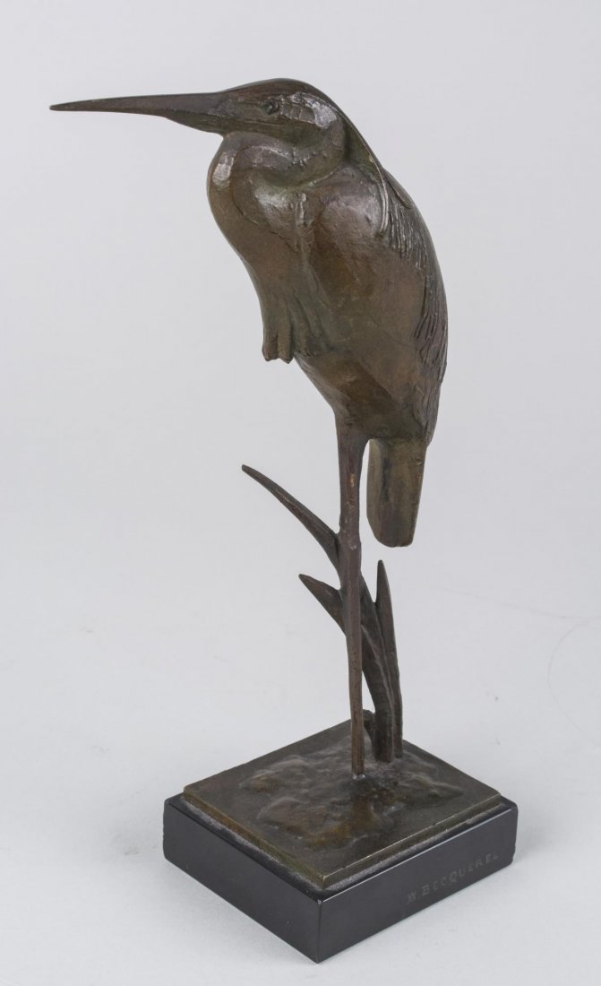 André Vincent Becquerel French (1893 -1981) *: Bronze bird, signed on the base. Height 9 1/2 inches. Notice to bidders: Condition reports and additional photographs are provided by request as a courtesy to our clients, as such any condition report