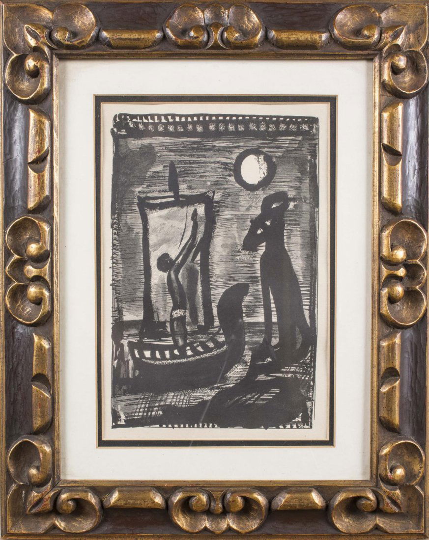 George Rouault (French, 1871-1958): Untitled, pg. 30, in the book RÃ©incarnations du PÃ¨re Ubu. Heliogravure And Aquatint With Wood Engraving, Etching And Roulette Work On Montval Ã La Main Paper, 1932. Image size 11.6 x 7.55 inc