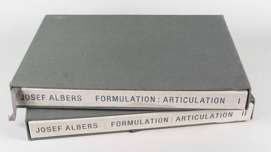 Josef Albers, Formulation: Articulation I + II *: Josef Albers (German, 1888-1976). Complete two-part portfolio of screenprints on 66 double sheets of light cardboard ‘Mohawk Superfine Bristol’ (each folded) with 127 works each embossed