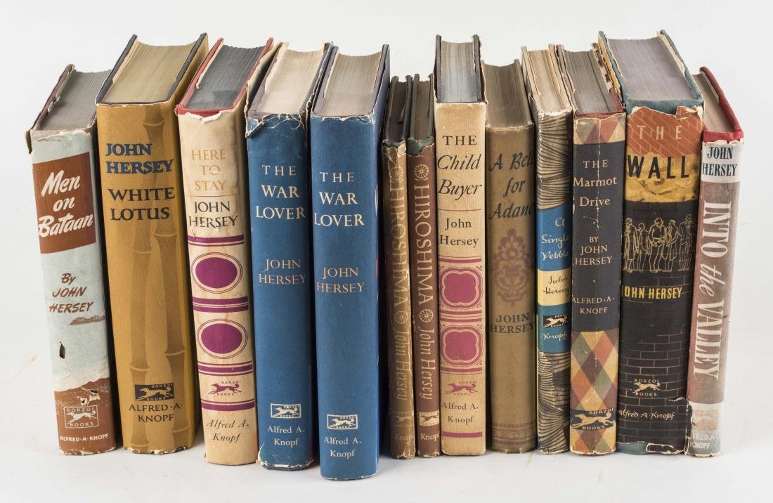 Collection of John Hersey First Editions: Published by Alfred A. Knopf, New York, including A Single Pebble, White Lotus, The Wall, The Marmot Drive, Here to Stay, A Bell for Adamo, The Child Buyer, Hiroshima, Men on Bataan, Into the Valley,