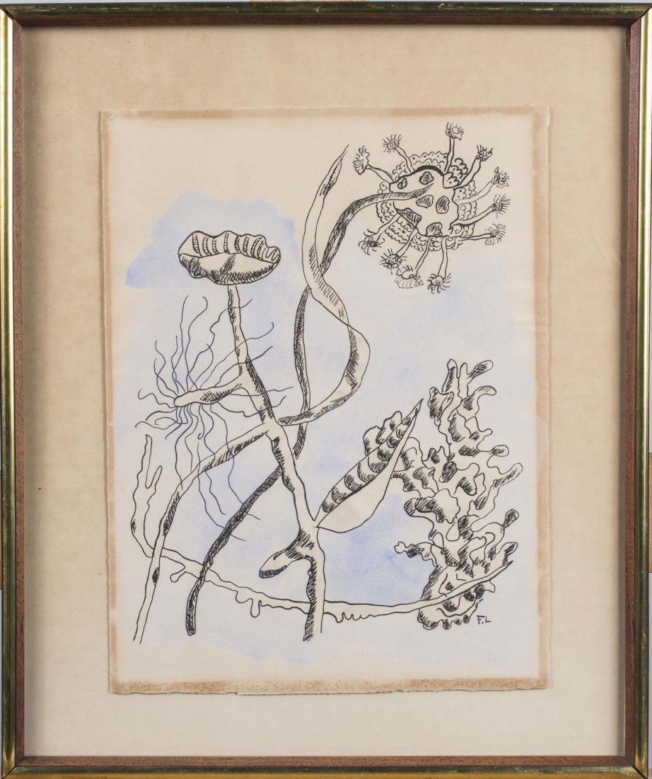 Fernand Leger (French, 1881-1955): Flowers. Lithograph in color. Signed in plate (LR). Sheet size 12.8 x 9.6 inches, frame size 17 x 14 inches. Framed. Provenance: Warren Means Trust Notice to bidders: Condition reports and additional