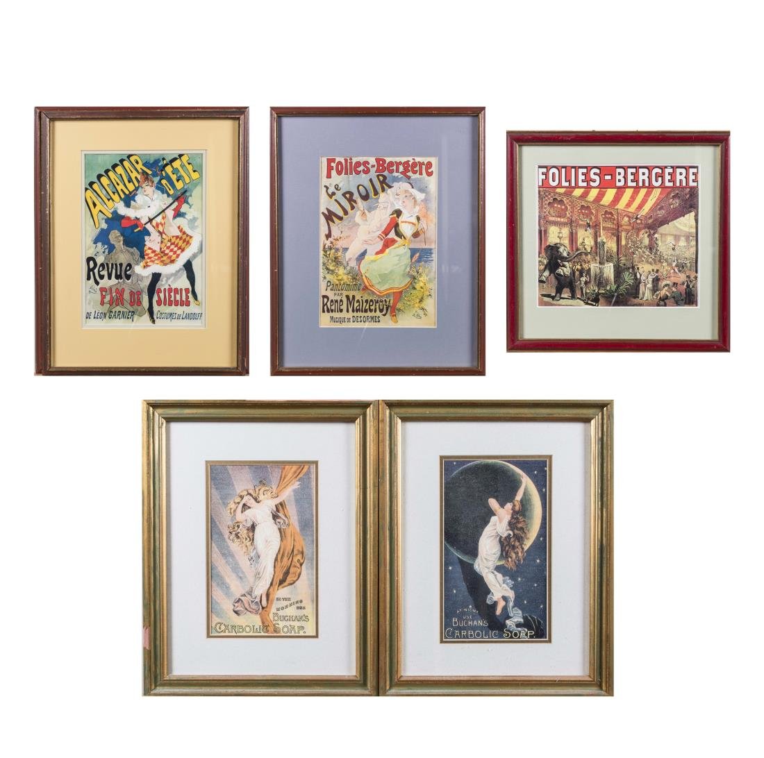 Group of Art Nouveau Advertisements: Various reprinted art nouveau advertising posters. Offset lithographs, 20th century. Largest overall size 17 x 14 inches. All framed. Notice to bidders: Condition reports and additional photographs ar